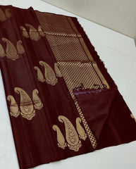 Brown Nd Brown Lichi Silk Saree (Copy)