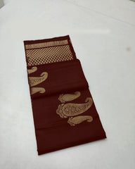 Brown Nd Brown Lichi Silk Saree (Copy)