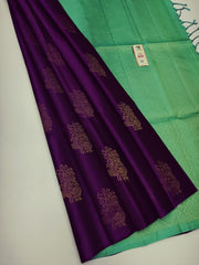 Purpul Nd c- green Lichi Silk Saree (Copy) (Copy)