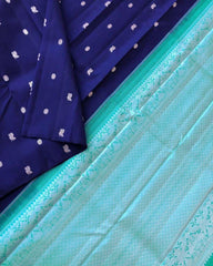 Nevy Blue Nd  Sky  Lichi Silk Saree