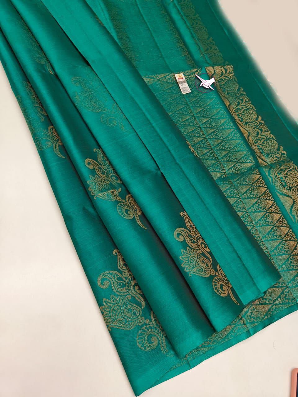 C-Green  Nd  C-Green Lichi Silk Saree