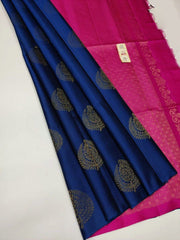 Nevy Blue Nd Pink Lichi Silk Saree