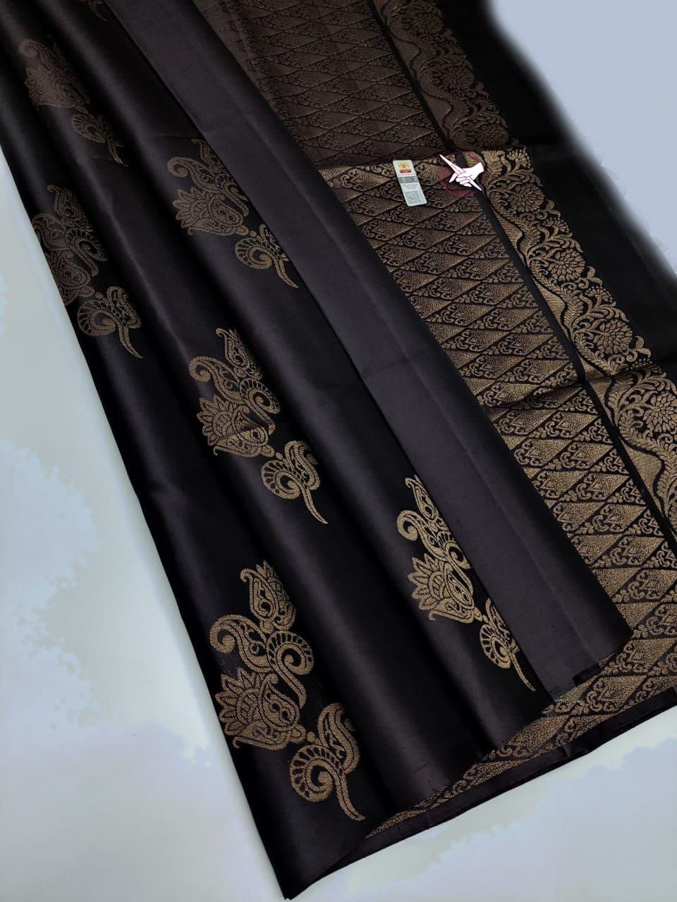 Black Nd  Black Lichi Silk Saree