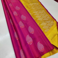 Pink Nd Mustad Lichi Silk Saree