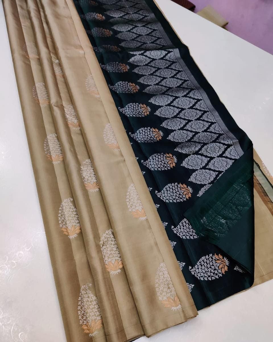 Chikun Nd Green Lichi Silk Saree