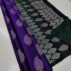 Purpul Nd Green Lichi Silk Saree