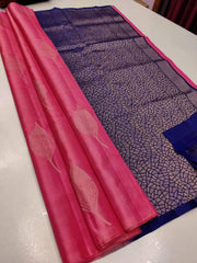 Gajri Nd  Blue Lichi Silk Saree