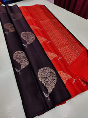 Wine Nd  Gajari Lichi Silk Saree