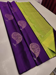 Purpul Nd  Parrot Lichi Silk Saree