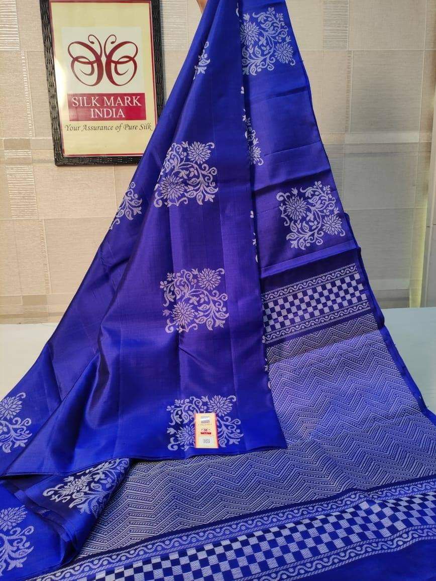 Royal Blue Nd  Blue Lichi Silk Saree