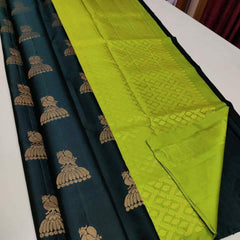 Green Nd Parrot Lichi Silk Saree