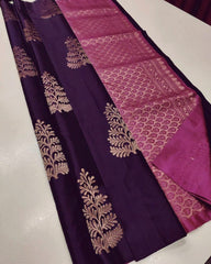 Wine Nd Baby pink Lichi Silk Saree