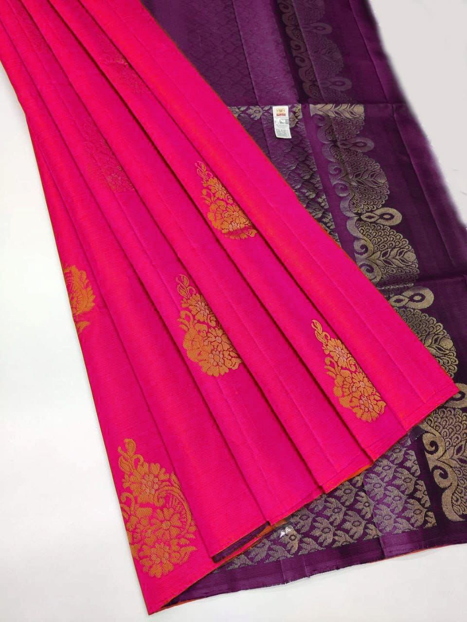 Gajari Nd Wine Lichi Silk Saree