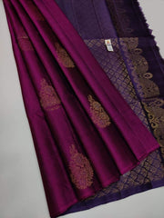 Wine Nd Purpul Lichi Silk Saree