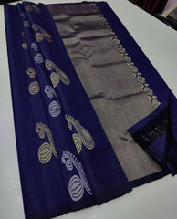 Blue Nd Blue Lichi Silk Saree