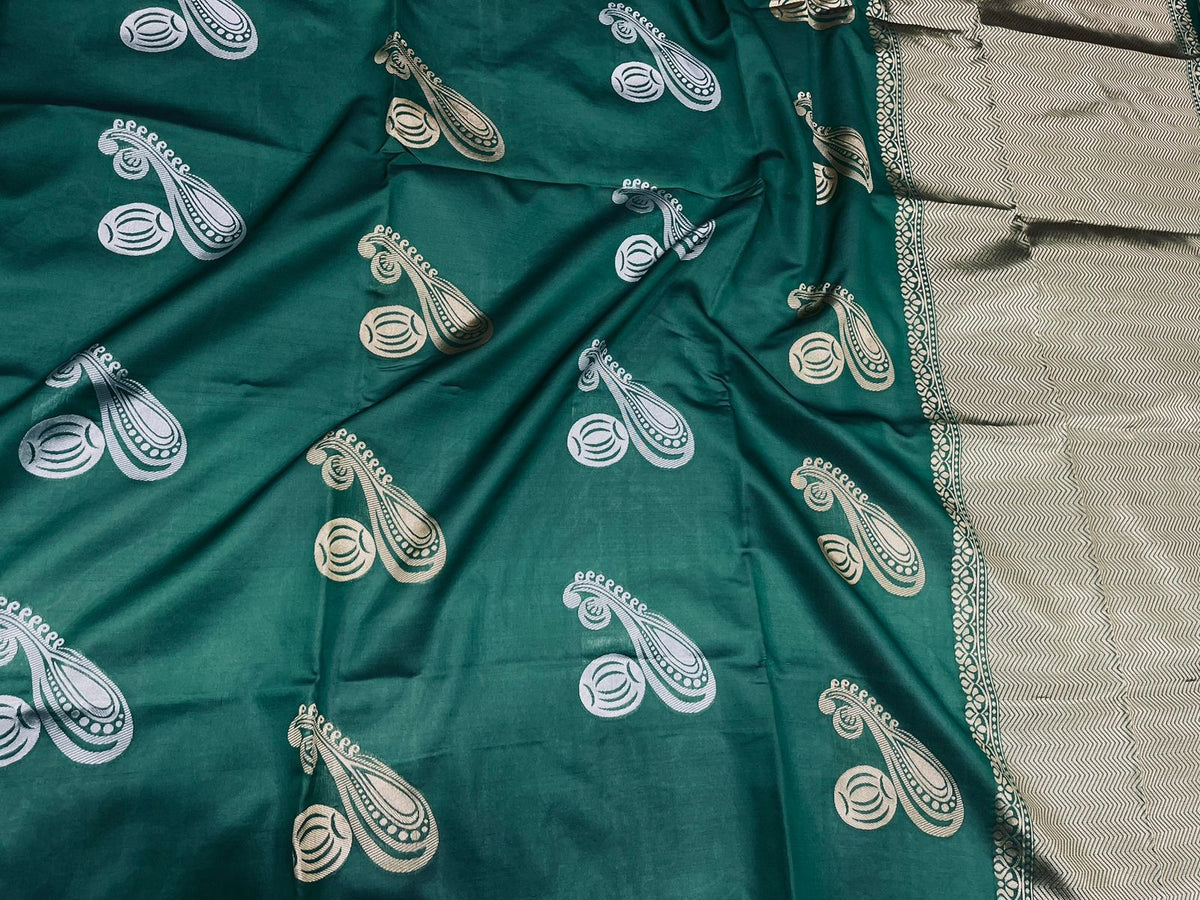 C-Green Nd C-Green Lichi Silk Saree