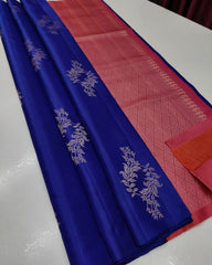 Blue Nd Gajari Lichi Silk Saree