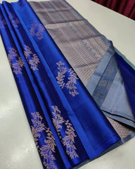 Blue Nd Blue Lichi Silk Saree