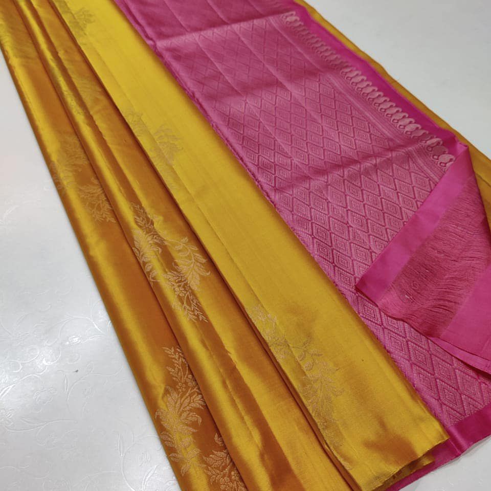 Mustead Nd Pink Lichi Silk Saree