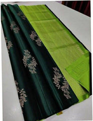 Green Nd Parrot Lichi Silk Saree