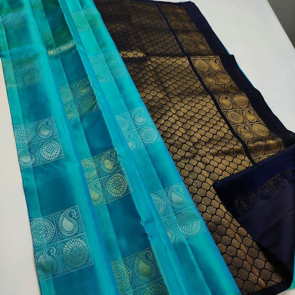 sky Nd Blue   Lichi Silk Saree