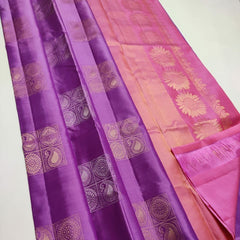 Lavender Nd Baby Pink Lichi Silk Saree